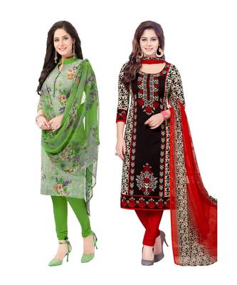 Women's multicolor crepe printed Unstitched Dress Material Combo pack of 2 1