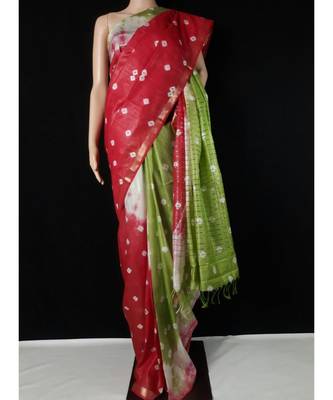 multicolor Cotton tie and dye handloom saree with blouse 1