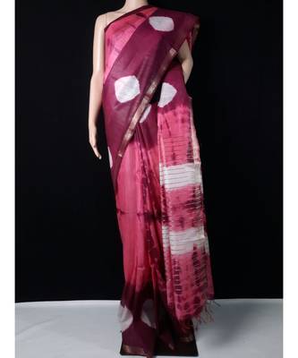 multicolor Cotton tie and dye handloom saree with blouse 1