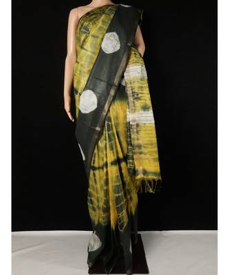 multicolor Cotton tie and dye handloom saree with blouse 1