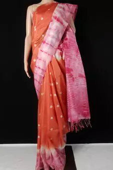 multicolor Cotton tie and dye handloom saree with blouse
