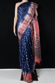 multicolor Cotton tie and dye handloom saree with blouse