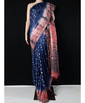 multicolor Cotton tie and dye handloom saree with blouse 1