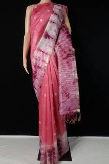 multicolor Cotton tie and dye handloom saree with blouse
