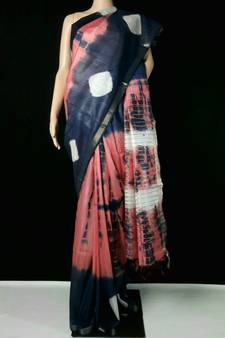 multicolor Cotton tie and dye handloom saree with blouse