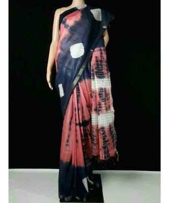 multicolor Cotton tie and dye handloom saree with blouse 1