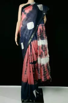 multicolor Cotton tie and dye handloom saree with blouse