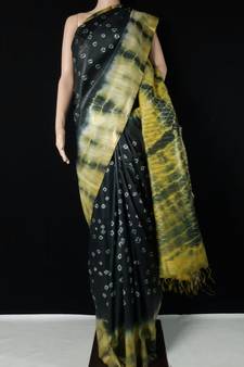 multicolor Cotton tie and dye handloom saree with blouse