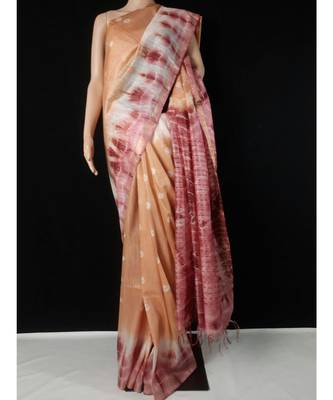 multicolor Cotton tie and dye handloom saree with blouse 1