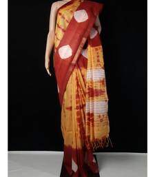 multicolor Cotton tie and dye handloom saree with blouse