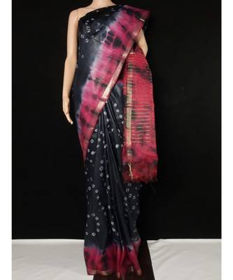 multicolor Cotton tie and dye handloom saree with blouse 1
