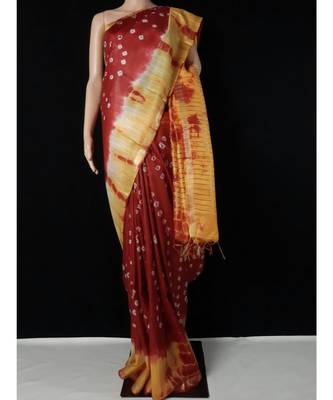 multicolor Cotton tie and dye handloom saree with blouse 1