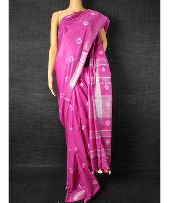 multicolor Cotton tie and dye handloom saree with blouse 1
