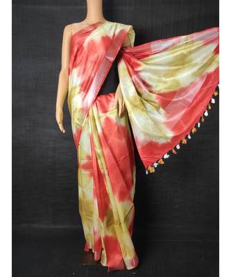 multicolor Cotton tie and dye handloom saree with blouse 1