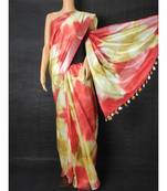 multicolor Cotton tie and dye handloom saree with blouse