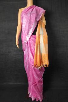 multicolor Cotton tie and dye handloom saree with blouse