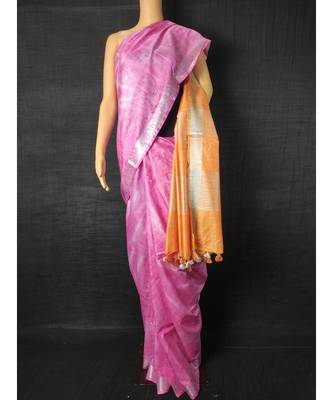 multicolor Cotton tie and dye handloom saree with blouse 1
