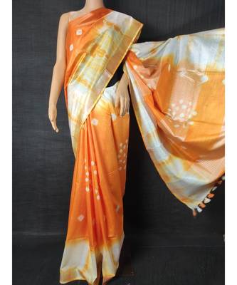 multicolor Cotton tie and dye handloom saree with blouse 1