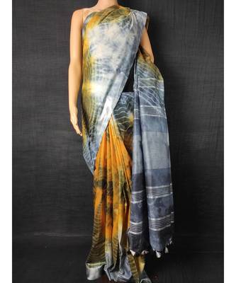 multicolor Cotton tie and dye handloom saree with blouse 1