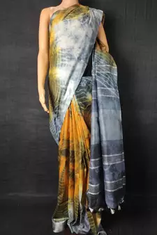 multicolor Cotton tie and dye handloom saree with blouse