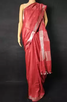 Red Cotton tie and dye handloom saree with blouse