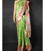 green Cotton tie and dye handloom saree with blouse