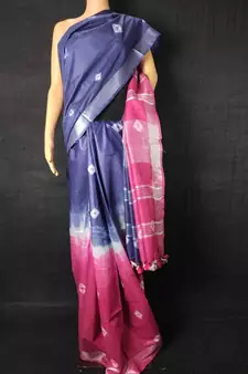 multicolor Cotton tie and dye handloom saree with blouse