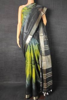 multicolor Cotton tie and dye handloom saree with blouse