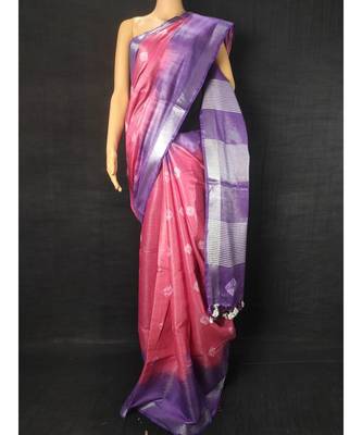 multicolor Cotton tie and dye handloom saree with blouse 1