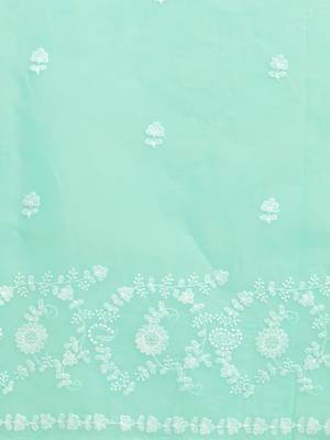 Shree Suchitra Sea green designer traditional styled cotton embroidered saree with blouse piece set 5
