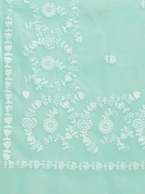 Shree Suchitra Sea green designer traditional styled cotton embroidered saree with blouse piece set 6