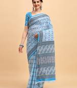Shree Suchitra Blue designer  cotton printed  saree & blouse piece set