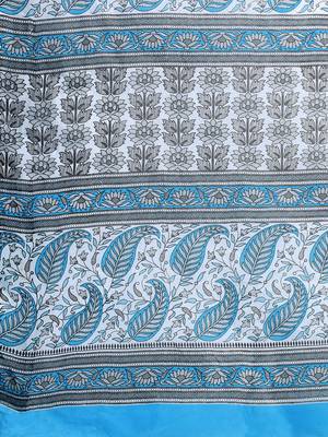 Shree Suchitra Blue designer  cotton printed  saree & blouse piece set 5