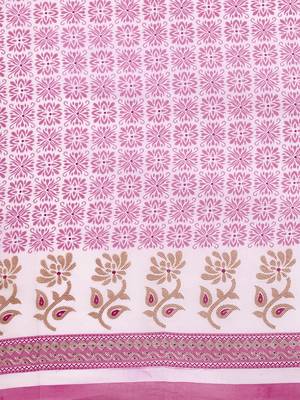 Shree Suchitra Purple designer  cotton printed  saree & blouse piece set 5