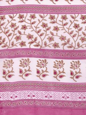 Shree Suchitra Purple designer  cotton printed  saree & blouse piece set 6