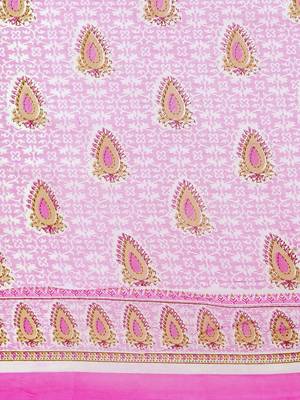 Shree Suchitra designer Purple cotton printed  saree & blouse piece set 5