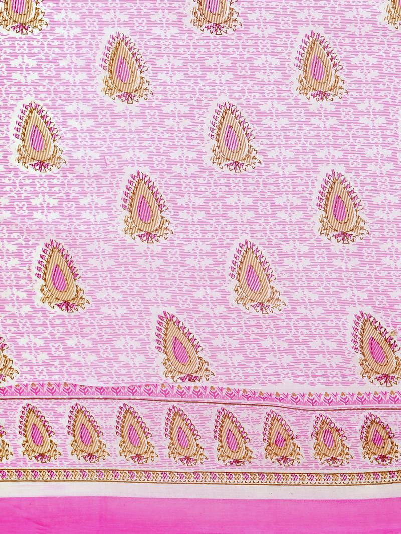 Shree Suchitra designer Purple cotton printed  saree & blouse piece set