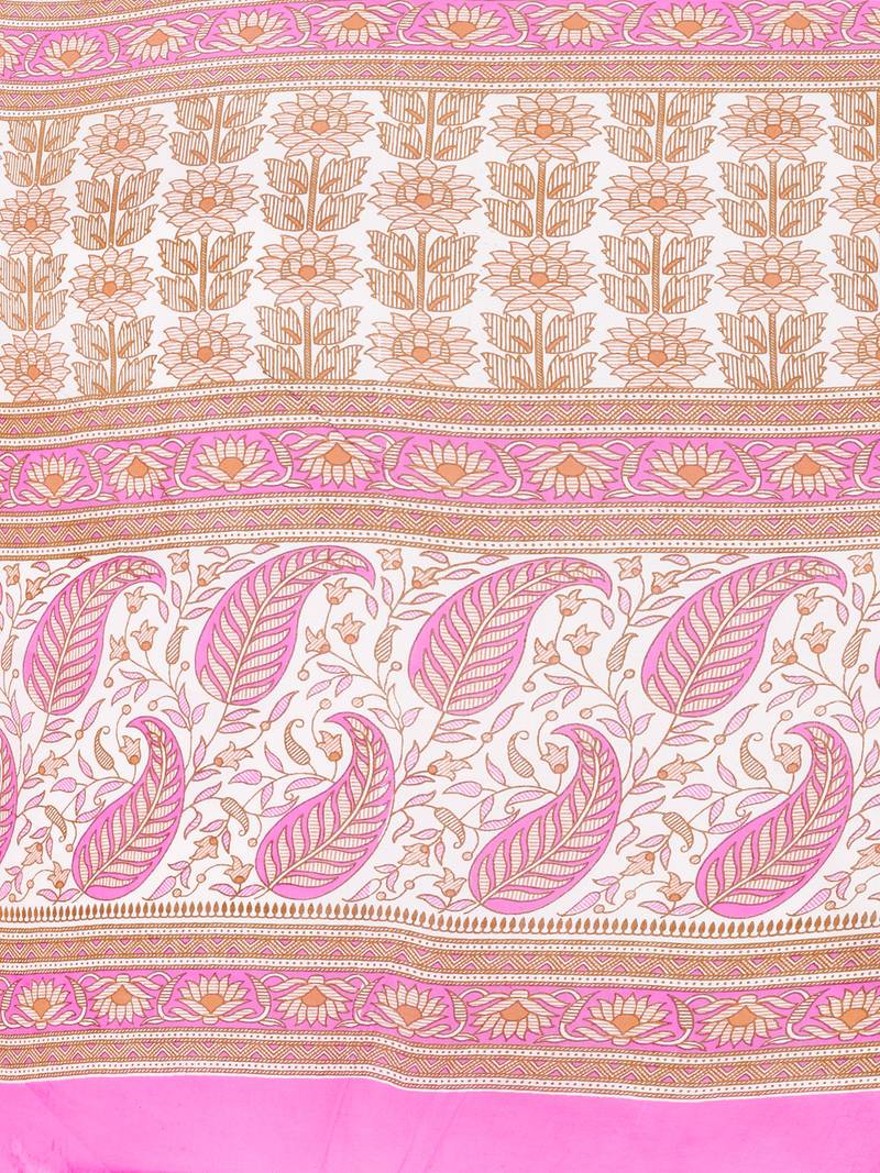 Shree Suchitra designer Purple cotton printed  saree & blouse piece set