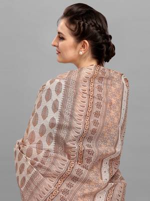 Shree Suchitra Brown designer  cotton printed  saree & blouse piece set 2