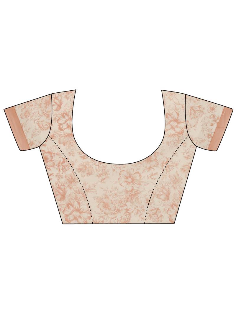 Shree Suchitra Brown designer  cotton printed  saree & blouse piece set