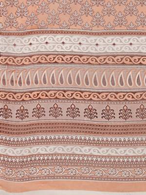 Shree Suchitra Brown designer  cotton printed  saree & blouse piece set 5