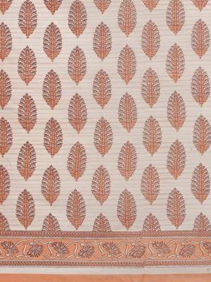 Shree Suchitra Brown designer  cotton printed  saree & blouse piece set 6
