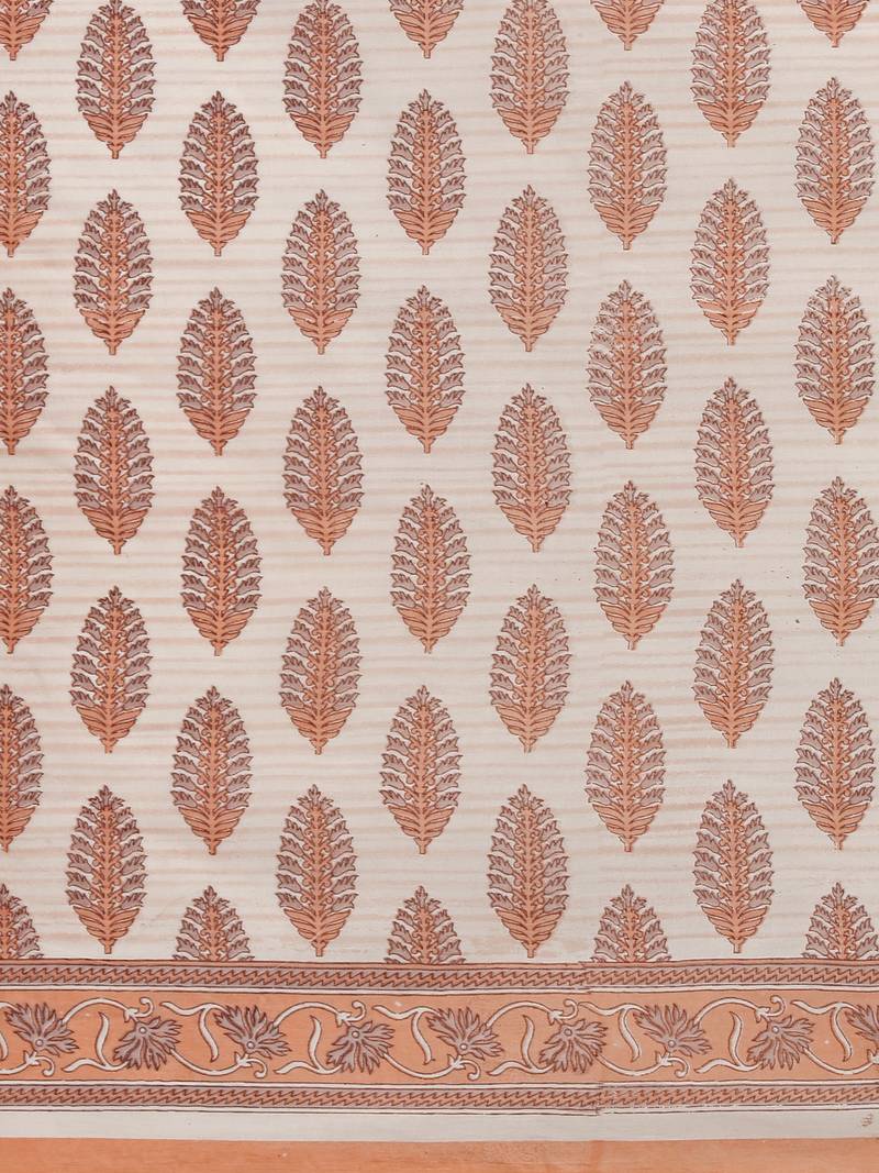 Shree Suchitra Brown designer  cotton printed  saree & blouse piece set