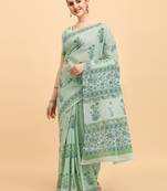 Shree Suchitra Green designer  cotton printed  saree & blouse piece set