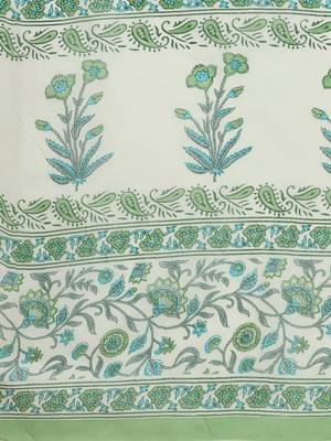 Shree Suchitra Green designer  cotton printed  saree & blouse piece set 5