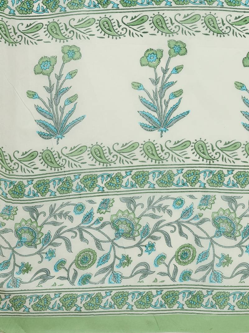 Shree Suchitra Green designer  cotton printed  saree & blouse piece set