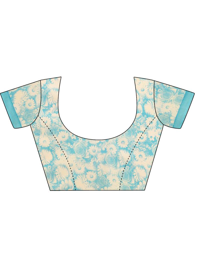 Shree Suchitra Blue designer  cotton printed  saree & blouse piece set