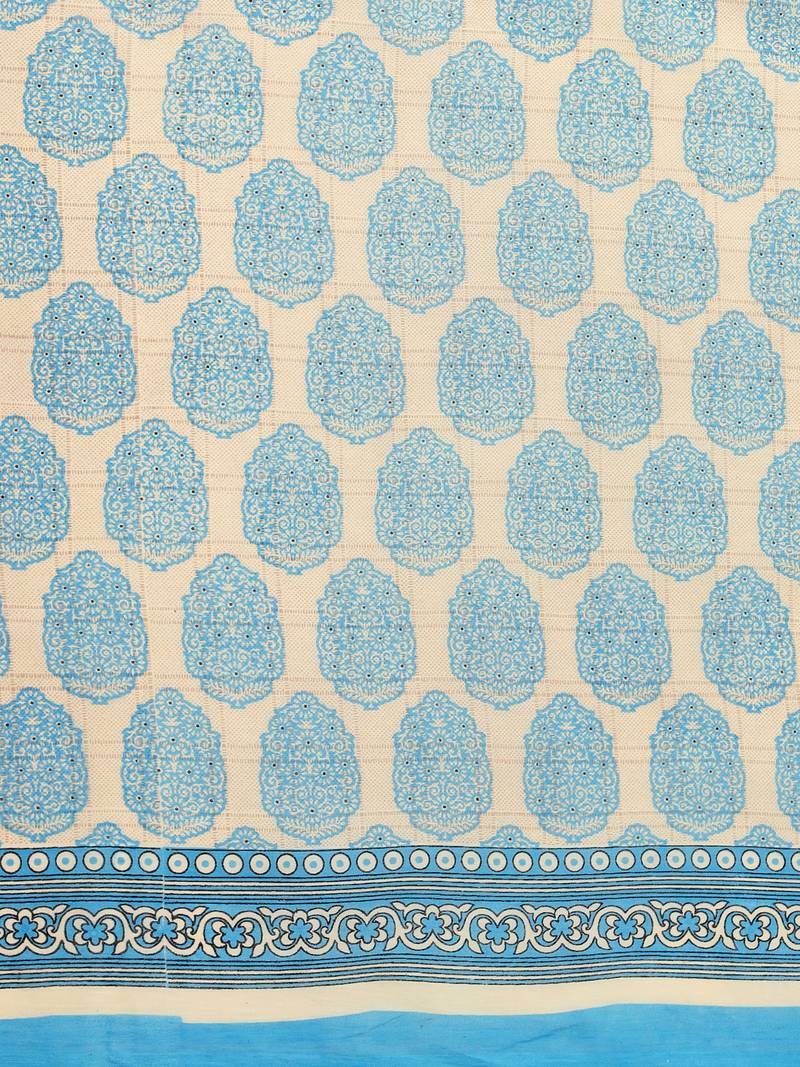 Shree Suchitra Blue designer  cotton printed  saree & blouse piece set