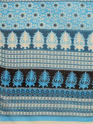 Shree Suchitra Blue designer  cotton printed  saree & blouse piece set 6