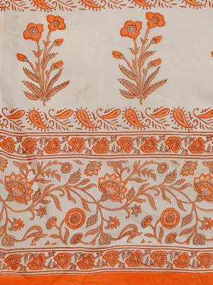 Shree Suchitra Orange designer  cotton printed  saree & blouse piece set 5